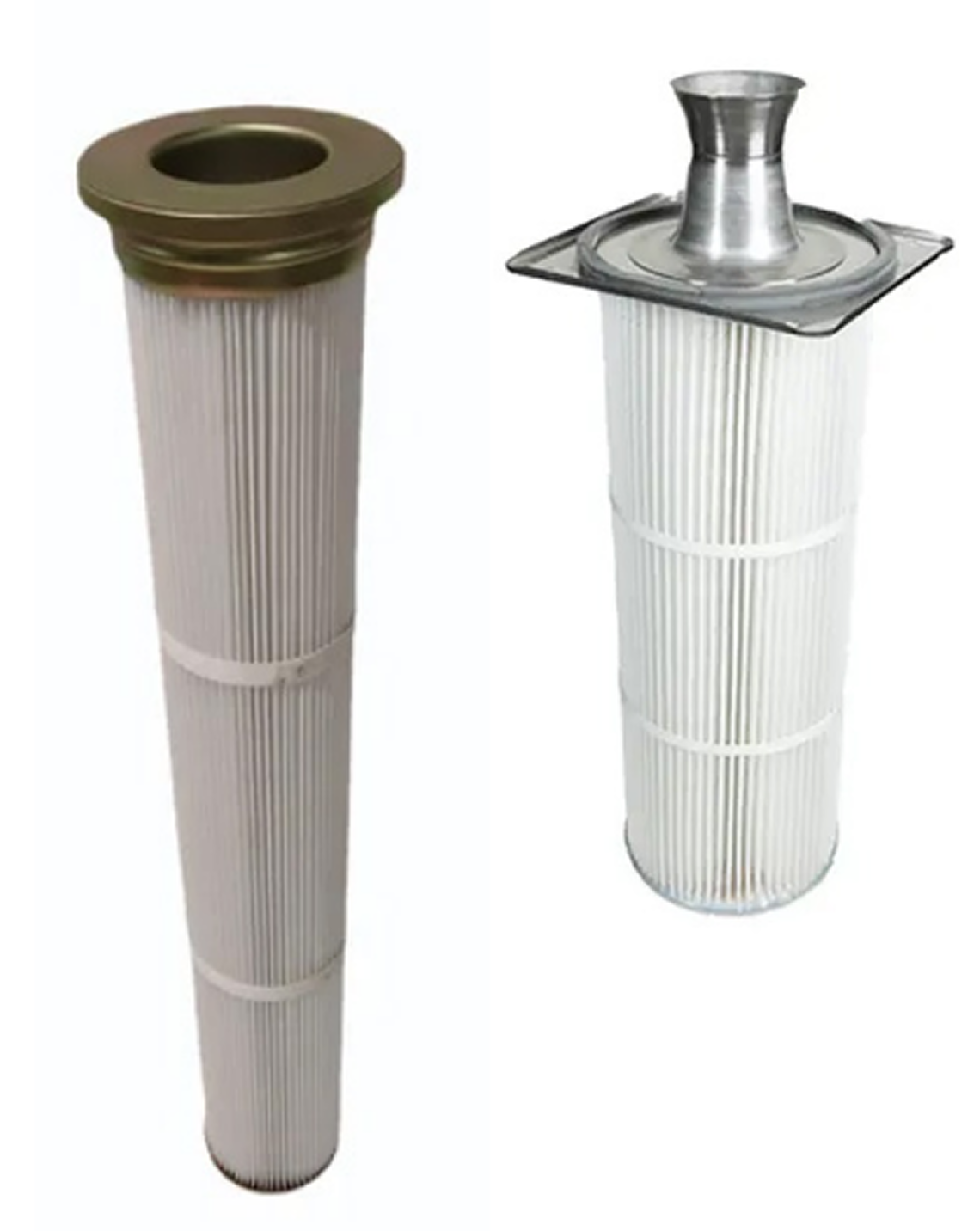 Industrial pleated dust collector filter cartridges